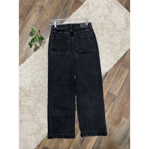 Madewell Size 26 Black High Rise Cropped Edgy Retro Emmett Wide Leg Jeans - Picture 4 of 8